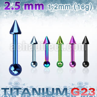 utrgt16 anodized titanium tragus barbell w 2 5mm cone 3mm ball