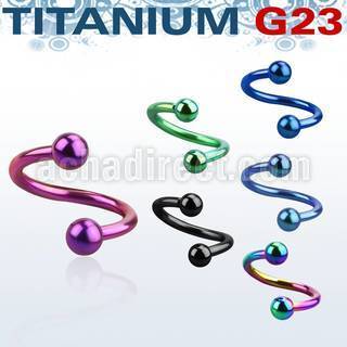 utspeb anodized titanium g23 eyebrow spiral twister w 3mm ball