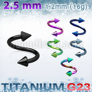 utspen25 anodized titanium g23 spiral, with two 2.5mm cones