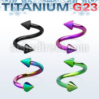 utspen anodized titanium g23 eyebrow spiral twister w 3mm cone
