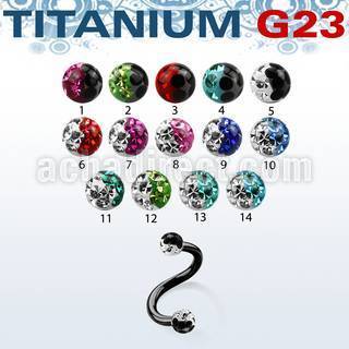utspfr3e anodized titanium g23 eyebrow lip spiral w ferido ball