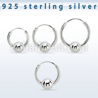 vbcr14m 925 silver ball closure earrings (1.6mm) with 5mm ball