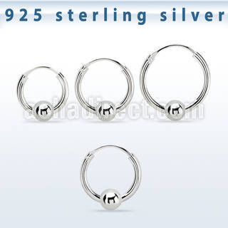vbcr14s 925 silver ball closure earrings (1.6mm) with 4mm ball