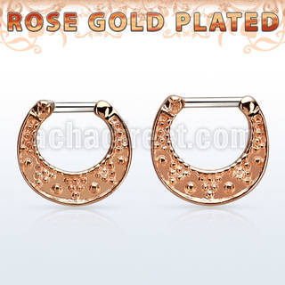 vsepfr14 silver septum clicker w real rose gold plating 14g