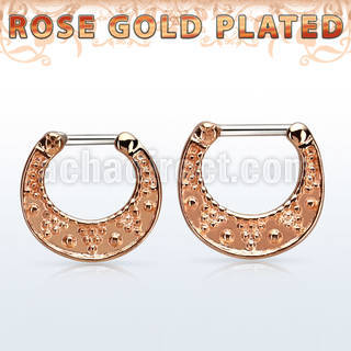 vsepfr16 silver septum clicker w real rose gold plating 16g
