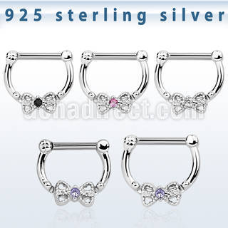 vsepk14 high hanging 925 silver septum clicker 16mm w bow