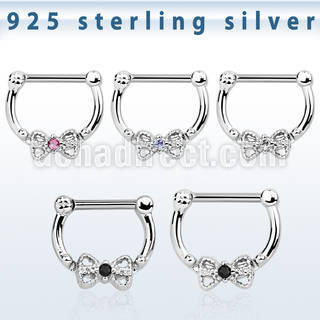 vsepk16 high hanging 925 silver septum clicker 16mm w bow