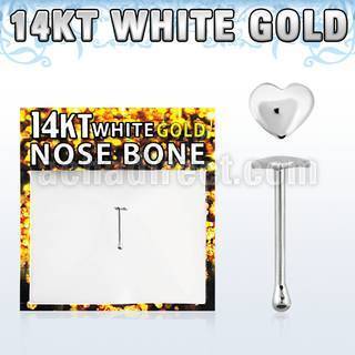 wbht1 14kt white gold nose bone with 2 5mm plain heart top