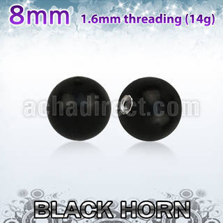 wkball8 8mm black horn ball with a 316l steel 1.6mm threading