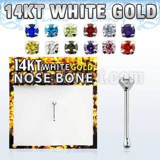 wnbzm1 14kt white gold nose bone w prong set cz in colors