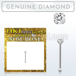 wnpdb1 14kt white gold nose bone w a prong set 1 5mm diamond