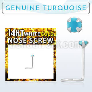 wscge7 14kt white gold nose screw w 2mm prong set turquoise