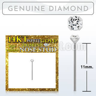 wydb2 genuine diamond 14k gold rhodium plated bend it yourself nose stud 2mm prong set round diamond
