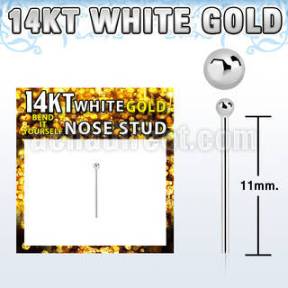 wysb1 14kt white gold bend it nose stud with a 1 5mm ball top