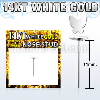 wysbt2 14kt white gold bend it nose stud with butterfly top