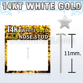 wysst1 14kt white gold bend it nose stud with 2 5mm star top