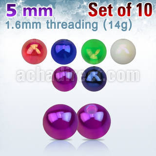 xabuvb5 set of of 5mm ab coated acrylic balls w 1.6mm threading
