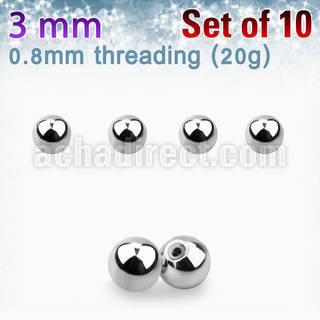 xbal3xs 3mm high polished 316l steel balls threading 0 8mm