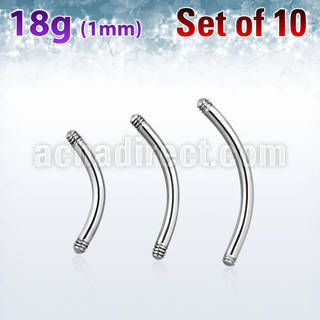 xbn18g pack of 316l steel eyebrow banana posts