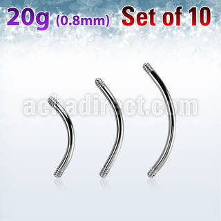 xbn20g set w 316l steel eyebrow banana posts w 0.8mm threading