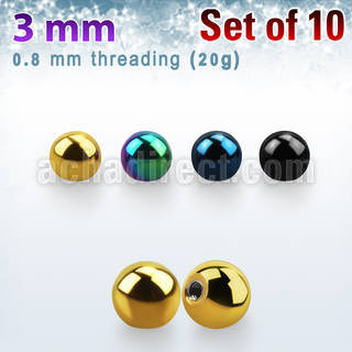 xbt3xs pack of 10 pcs of 3mm anodized surgical steel balls