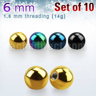 xbt6g pack of 10 pcs of 6mm anodized surgical steel balls