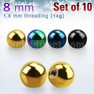 xbt8g pack of 10 pcs of 8mm anodized surgical steel balls