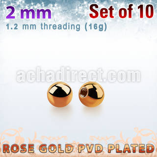 xbtt2 set of 2mm rose gold plated steel balls thread 1.2mm