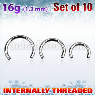 xcb16gin 316l steel circular barbell post 1 2mm internal threading