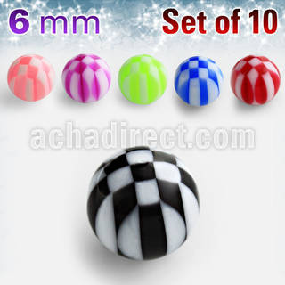 xckbal6 pack of 10 pcs of 6mm acrylic checkered balls