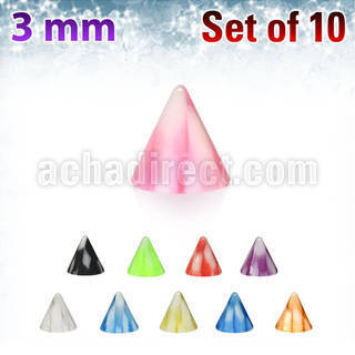 xckcn3 pack of 10 pcs of 3mm acrylic checkered cones