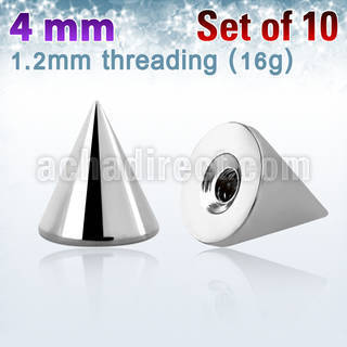 xcn4s pack of 10 pcs of 4mm high polished 316l steel cones