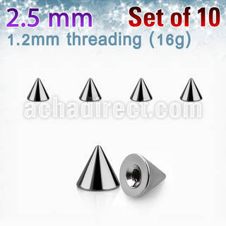xcon25 pack of 10 pcs of 2 5mm high polished 316l steel cones