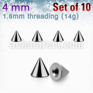xcon4 pack of 10 pcs of 4mm high polished 316l steel cones