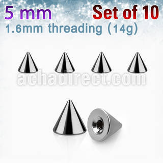 xcon5 pack of 10 pcs of 5mm high polished 316l steel cones