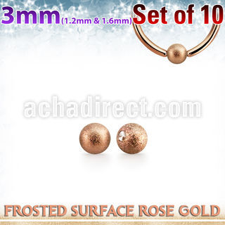 xdpfobr3 set w 10 3mm rose gold steel dimple balls frosted surface