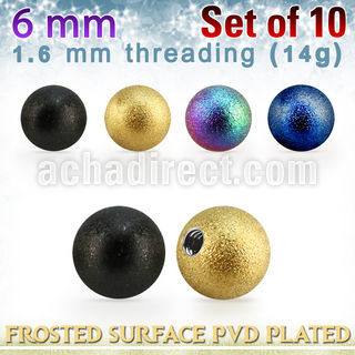 xfobt6g set w 6mm pvd plated steel ball w frosted surface 1.6mm