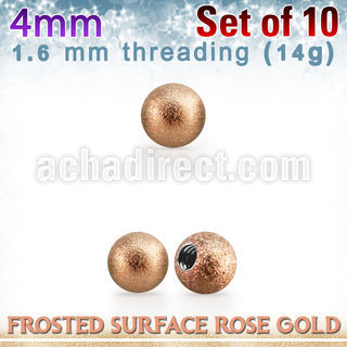 xfobtt4g rose gold 316l steel ball w frosted surface 4mm x 1.6mm