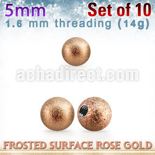xfobtt5g rose gold 316l steel ball w frosted surface 5mm x 1.6mm