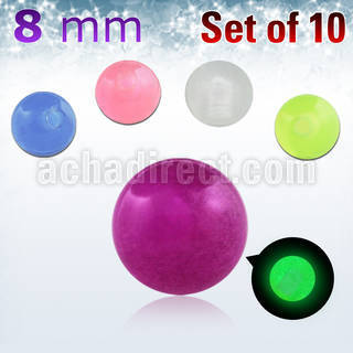 xglb8 pack of 10 pcs of 8mm glow in the dark acrylic balls