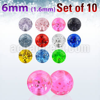 xgtb6 pack of 6mm acrylic glitter balls threading 1 6mm