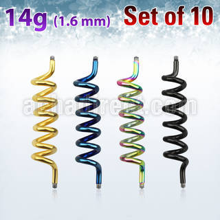 xintd14g pack of anodized 316l steel industrial coil barbell post