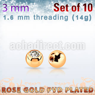 xjbtt3g pack 3mm x 1.6mm rose gold steel ball bezel set crystal