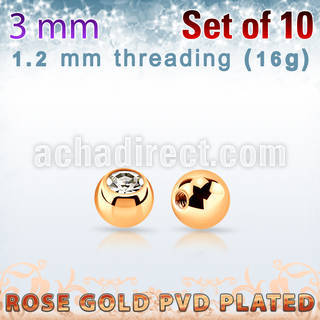 xjbtt3s pack 3mm x 1.2mm rose gold steel ball bezel set crystal