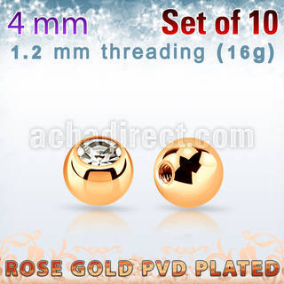 xjbtt4s pack 4mm x 1.2mm rose gold steel ball bezel set crystal