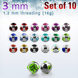 xmjb3 pack of 3mm high polished 316l steel balls with crystals