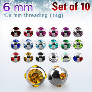 xmjb6 pack of 6mm high polished 316l steel multi jewel balls