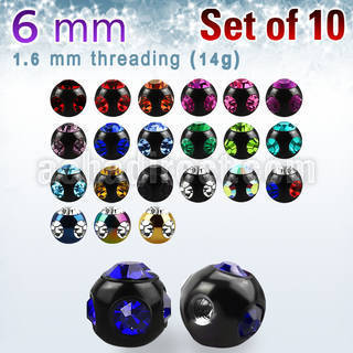 xmjbt6 pack of 6mm anodized 316l steel multi jewel balls
