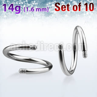 xsp14g polished 316l steel posts for spiral twister barbells