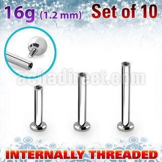 xtrlbic set of steel tragus labret, 16g w 2.5mm base plate